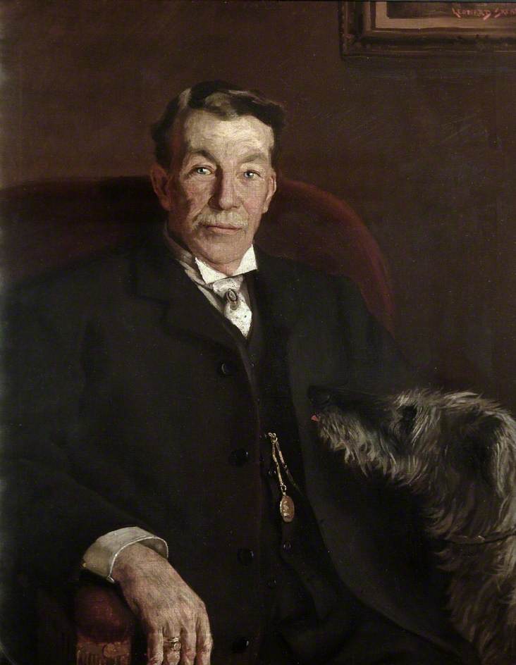 Wikioo.org - The Encyclopedia of Fine Arts - Painting, Artwork by Leonard Frank Skeats - Major Charles Edward Davis (1827–1902), with His Dog