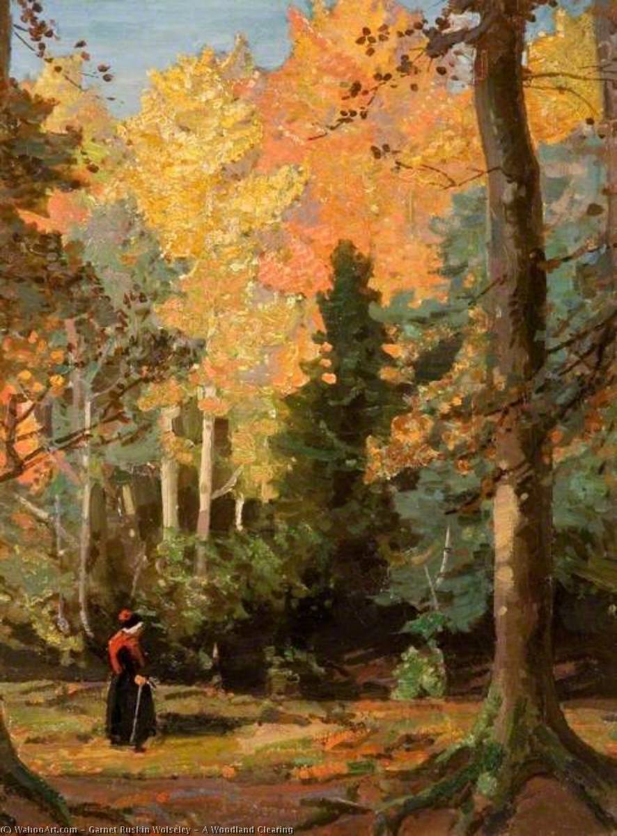 WikiOO.org – 美術百科全書 - 繪畫，作品 Garnet Ruskin Wolseley - 一个 林地  空地