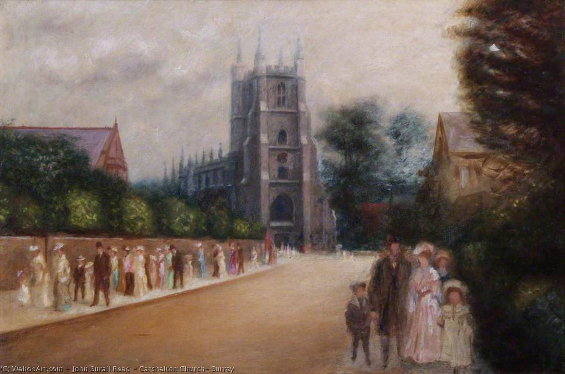 Wikioo.org - The Encyclopedia of Fine Arts - Painting, Artwork by John Burall Read - Carshalton Church, Surrey