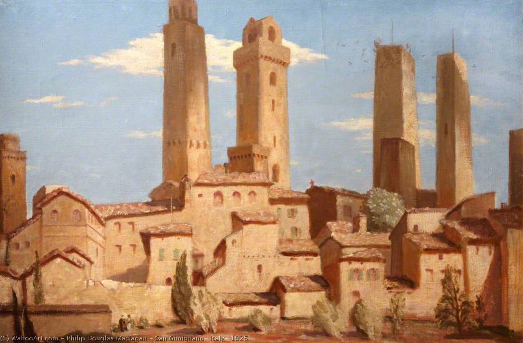 Wikoo.org - موسوعة الفنون الجميلة - اللوحة، العمل الفني Philip Douglas Maclagan - San Gimignano, Italy, 1925