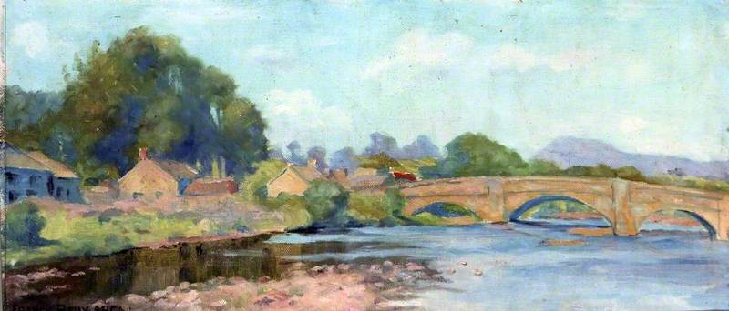 Wikioo.org - The Encyclopedia of Fine Arts - Painting, Artwork by Francis Reily - Village, a Bridge and a River