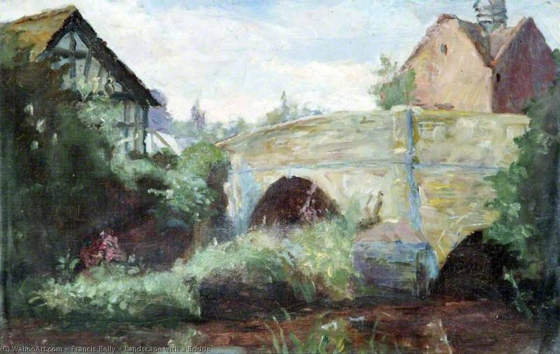 Wikioo.org - The Encyclopedia of Fine Arts - Painting, Artwork by Francis Reily - Landscape with a Bridge