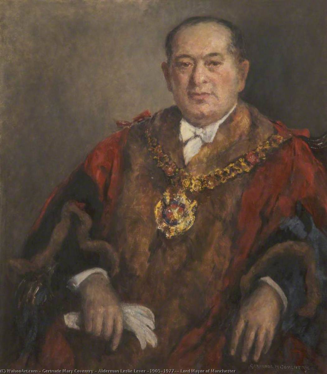Wikioo.org - The Encyclopedia of Fine Arts - Painting, Artwork by Gertrude Mary Coventry - Alderman Leslie Lever (1905–1977), Lord Mayor of Manchester