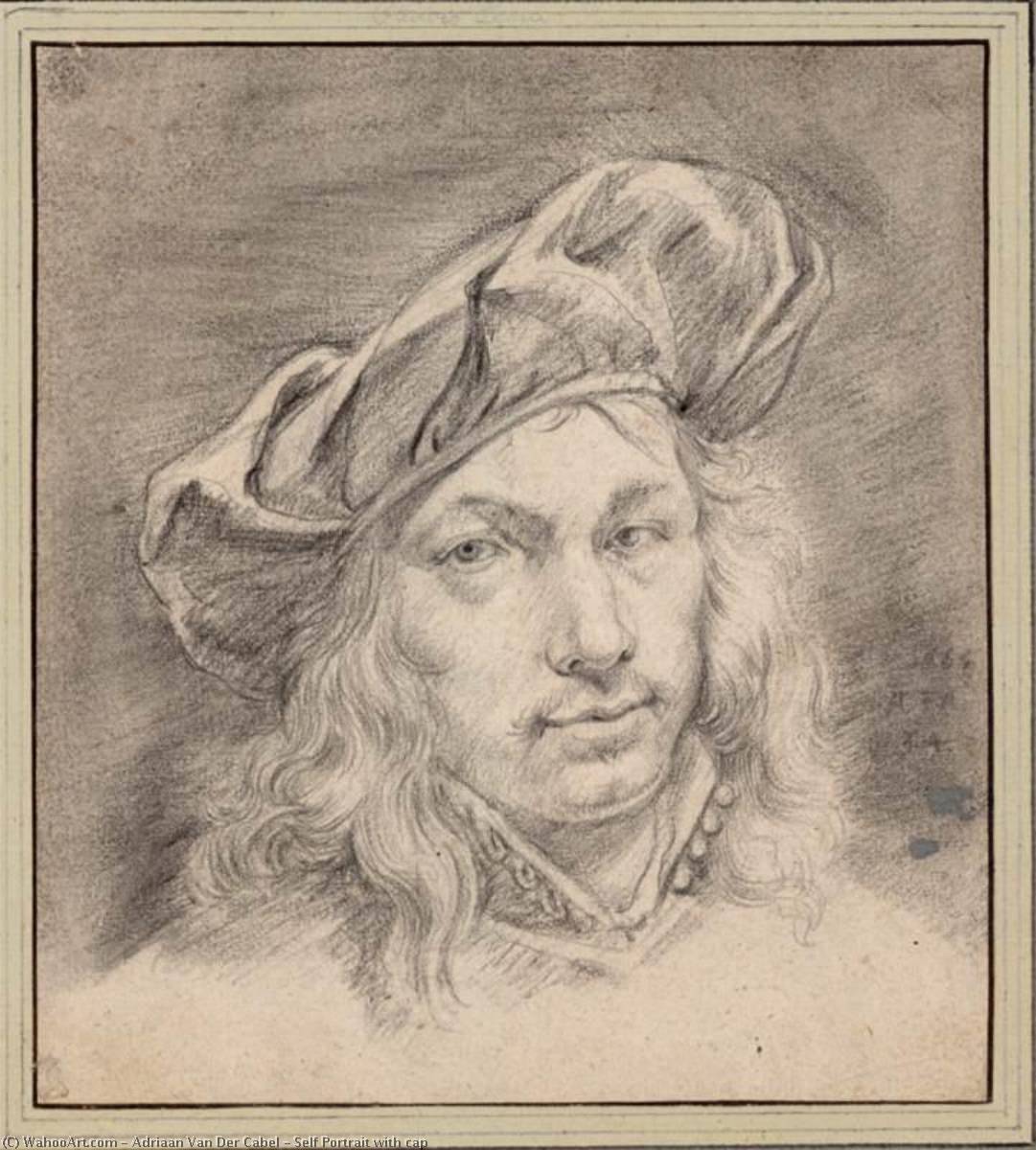 Wikioo.org - Bách khoa toàn thư về mỹ thuật - Vẽ tranh, Tác phẩm nghệ thuật Adriaan Van Der Cabel - Self Portrait with cap