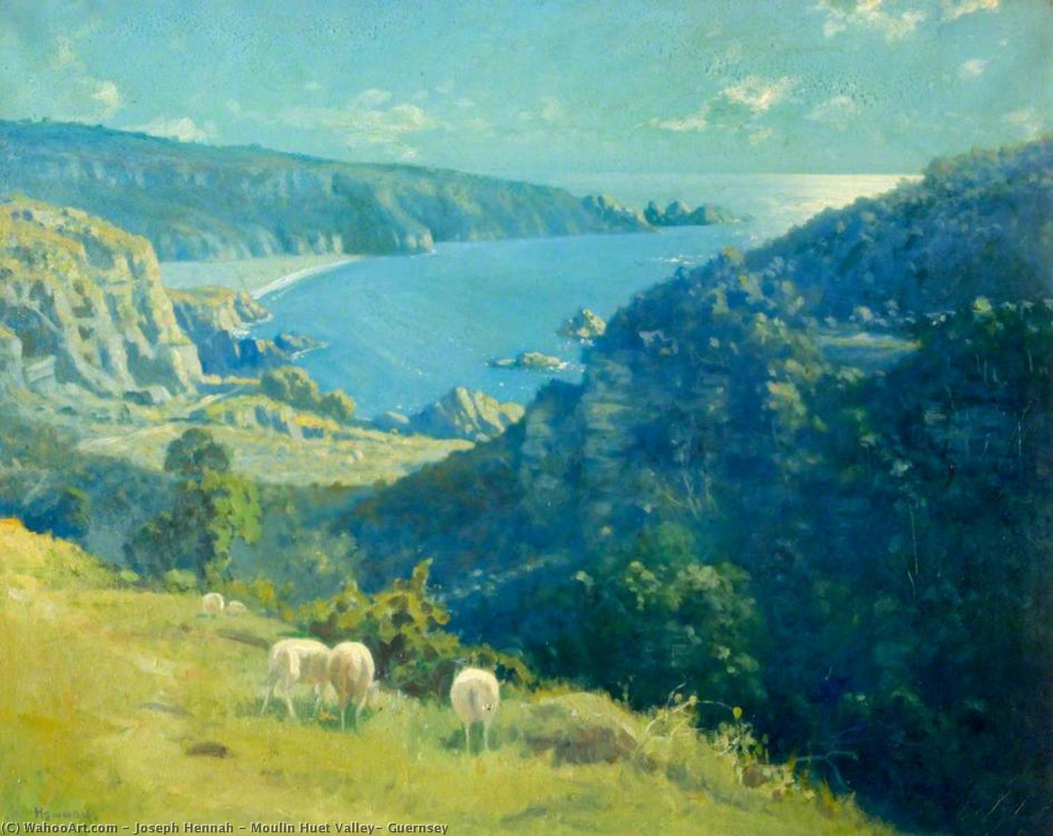 Wikioo.org - The Encyclopedia of Fine Arts - Painting, Artwork by Joseph Hennah - Moulin Huet Valley, Guernsey