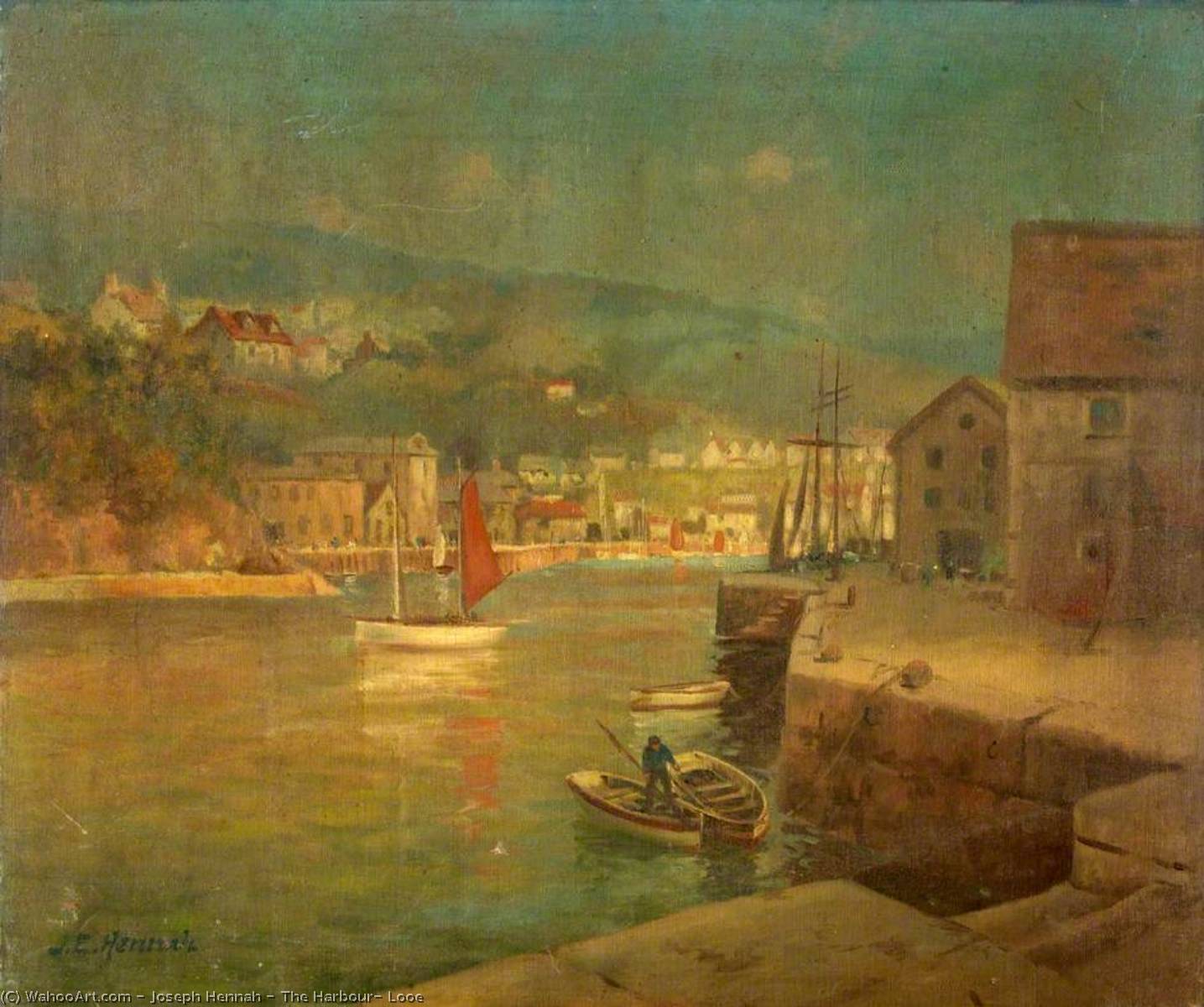 Wikioo.org - The Encyclopedia of Fine Arts - Painting, Artwork by Joseph Hennah - The Harbour, Looe