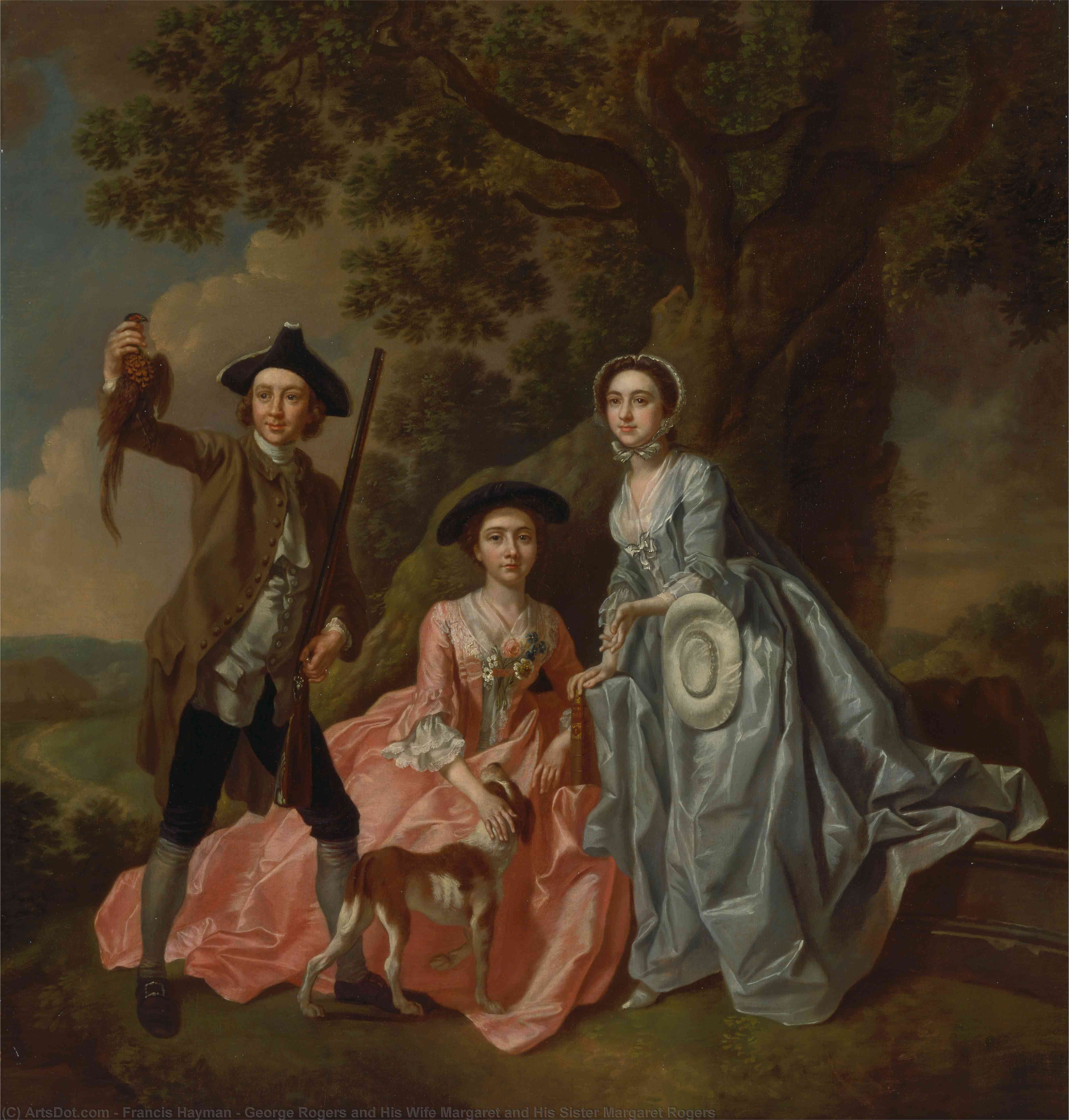 WikiOO.org – 美術百科全書 - 繪畫，作品 Francis Hayman - 乔治 罗杰斯 和他的妻子 玛格丽特 和他的 妹妹 玛格丽特 罗杰斯