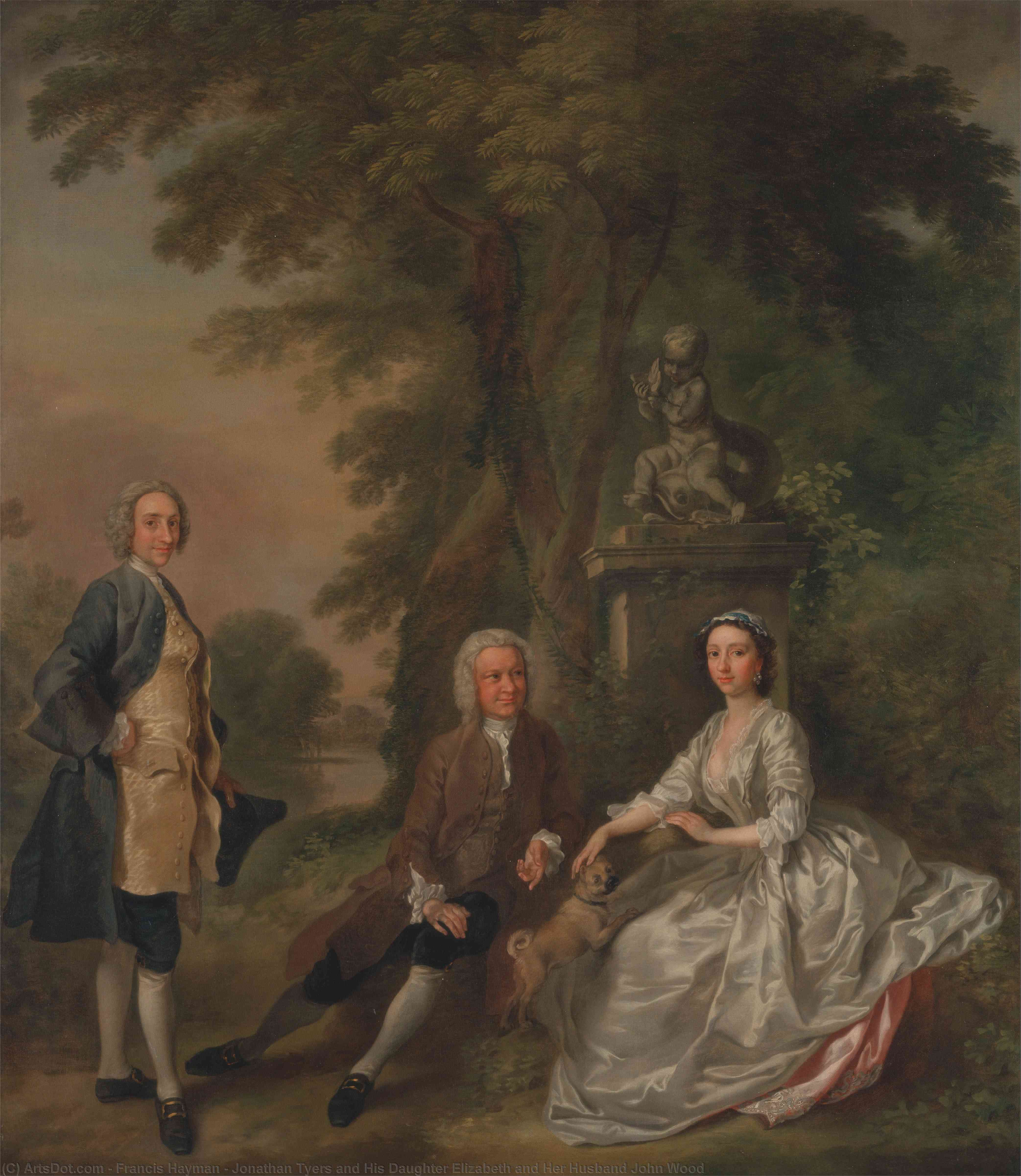 Wikioo.org - The Encyclopedia of Fine Arts - Painting, Artwork by Francis Hayman - Jonathan Tyers and His Daughter Elizabeth and Her Husband John Wood