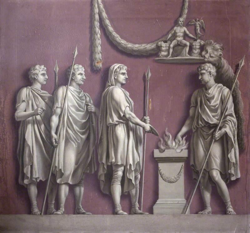 Wikioo.org - The Encyclopedia of Fine Arts - Painting, Artwork by Francis Hayman - The Emperor Trajan Sacrificing to Mars Victorious