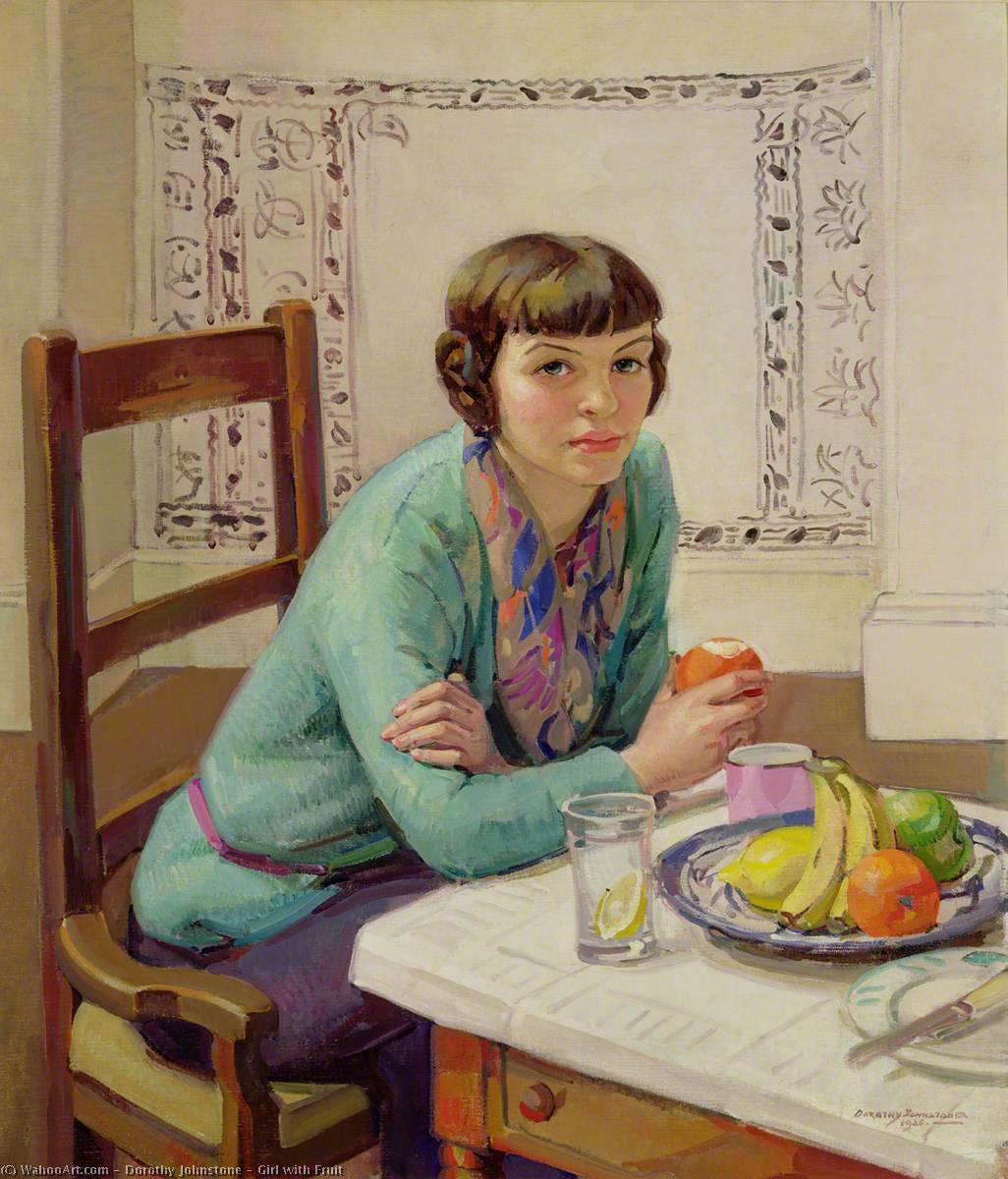 Wikioo.org - The Encyclopedia of Fine Arts - Painting, Artwork by Dorothy Johnstone - Girl with Fruit