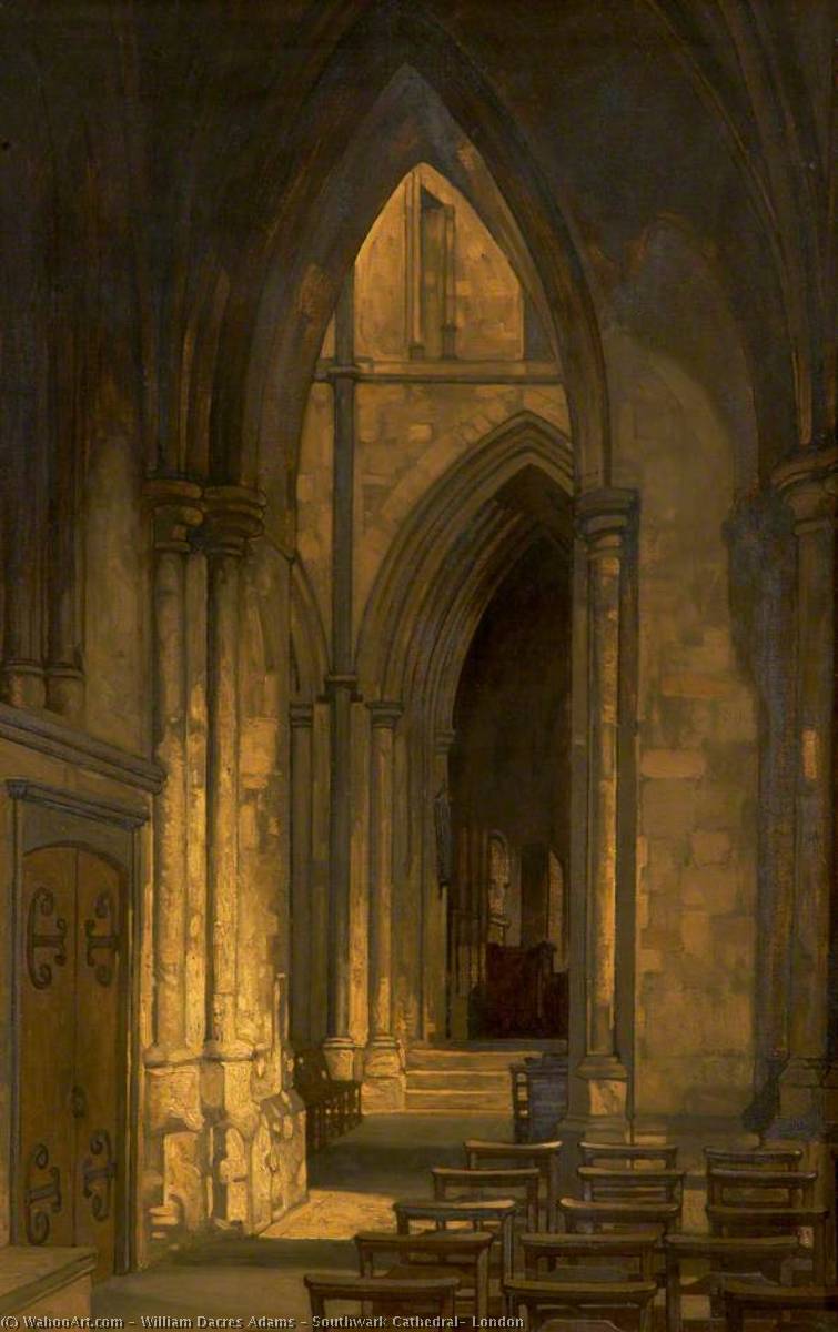 Wikioo.org - The Encyclopedia of Fine Arts - Painting, Artwork by William Dacres Adams - Southwark Cathedral, London