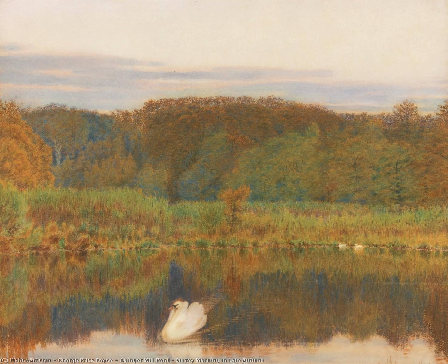 Wikioo.org – La Enciclopedia de las Bellas Artes - Pintura, Obras de arte de George Price Boyce - Abinger Molino Estanque , Surrey Mañana en tarde otoño