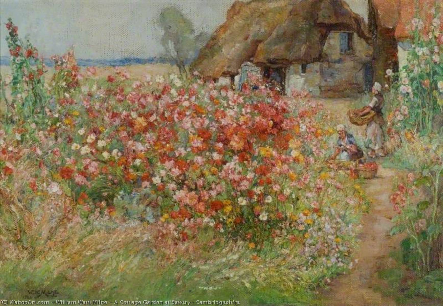 Wikioo.org - The Encyclopedia of Fine Arts - Painting, Artwork by William Watt Milne - A Cottage Garden at Sawtry, Cambridgeshire