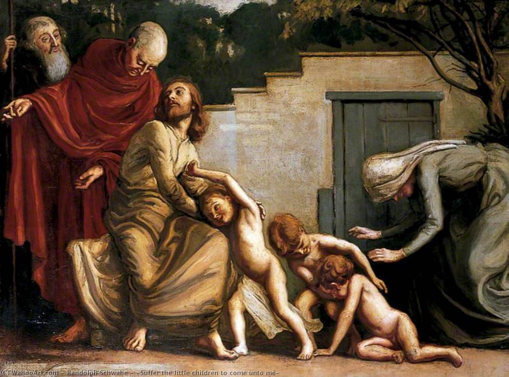 Wikioo.org - The Encyclopedia of Fine Arts - Painting, Artwork by Randolph Schwabe - 'Suffer the little children to come unto me'
