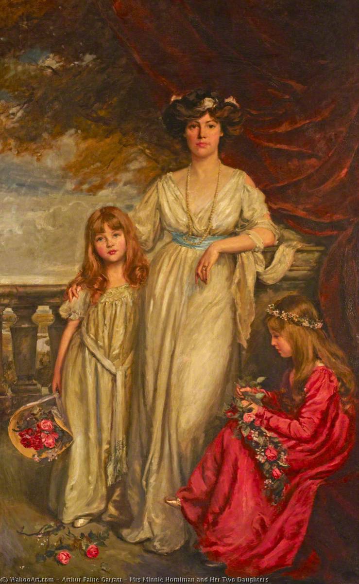 WikiOO.org - Encyclopedia of Fine Arts - Festés, Grafika Arthur Paine Garratt - Mrs Minnie Horniman and Her Two Daughters