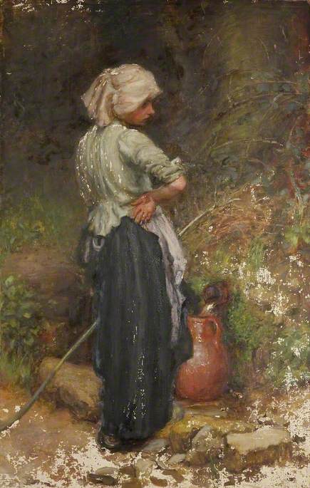 Wikioo.org - The Encyclopedia of Fine Arts - Painting, Artwork by Walter Chamberlain Urwick - A Village Girl with Pitcher