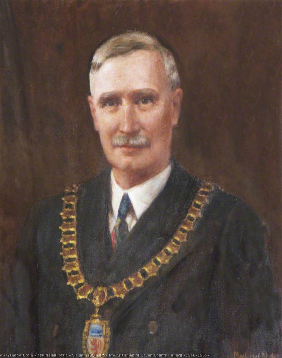 Wikioo.org - The Encyclopedia of Fine Arts - Painting, Artwork by Maud Hall Neale - Sir John F. Shelley, Bt, Chairman of Devon County Council (1946–1955)