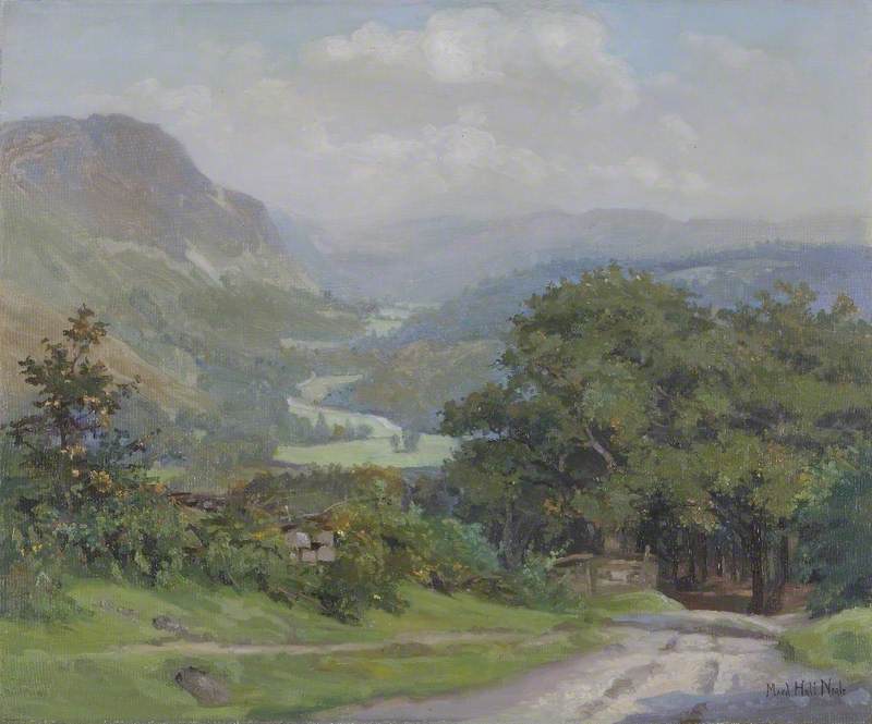 Wikioo.org - The Encyclopedia of Fine Arts - Painting, Artwork by Maud Hall Neale - Rural Landscape with Mountains