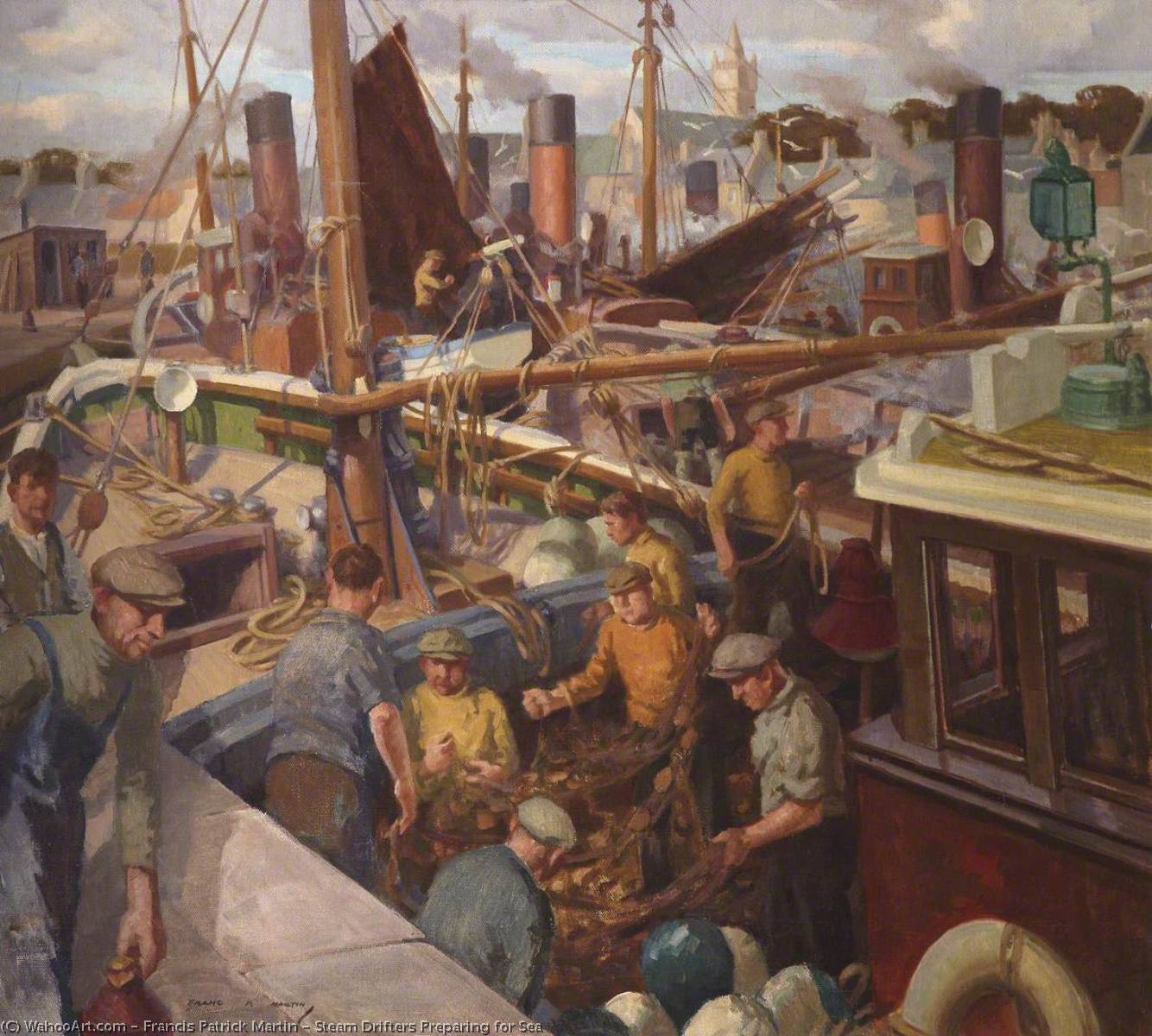 Wikioo.org - The Encyclopedia of Fine Arts - Painting, Artwork by Francis Patrick Martin - Steam Drifters Preparing for Sea