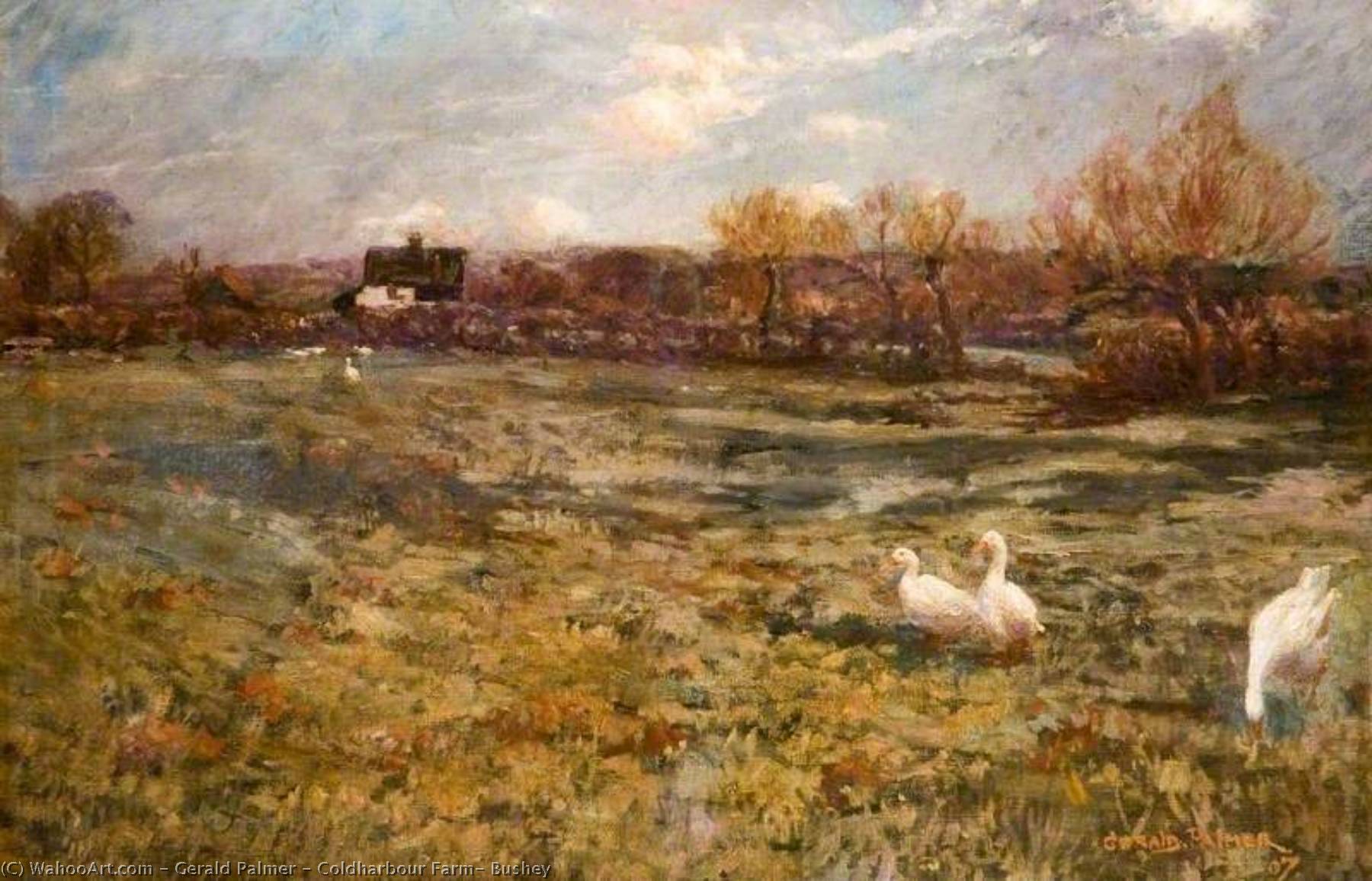 Wikioo.org - The Encyclopedia of Fine Arts - Painting, Artwork by Gerald Palmer - Coldharbour Farm, Bushey