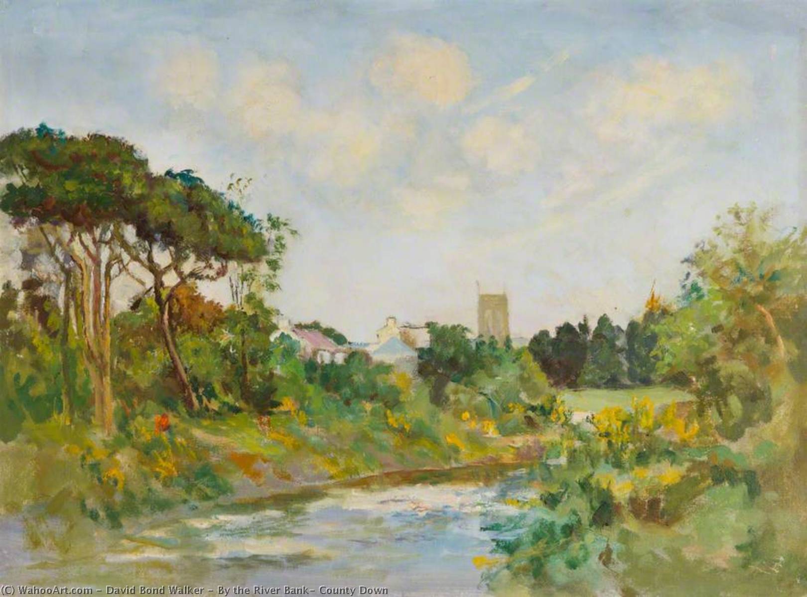 Wikioo.org - The Encyclopedia of Fine Arts - Painting, Artwork by David Bond Walker - By the River Bank, County Down