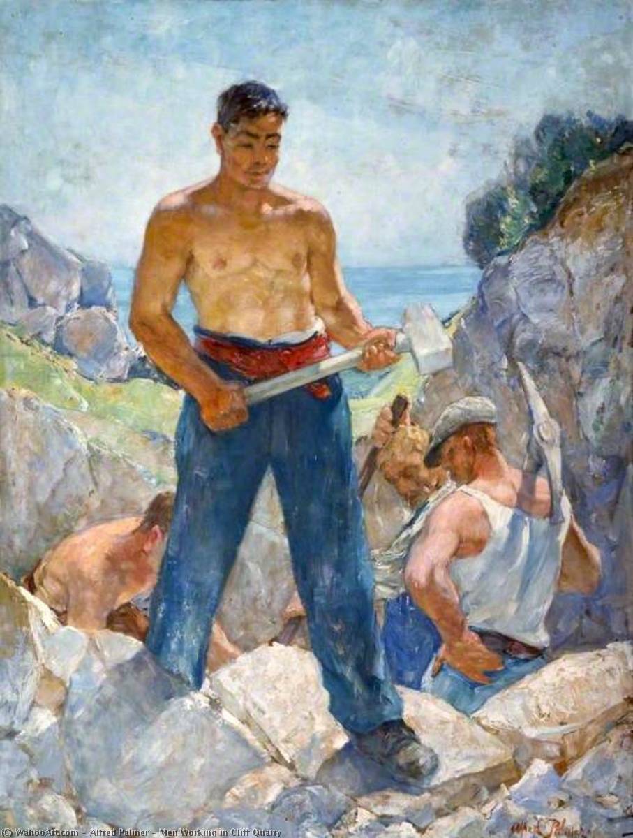 Wikioo.org - The Encyclopedia of Fine Arts - Painting, Artwork by Alfred Palmer - Men Working in Cliff Quarry