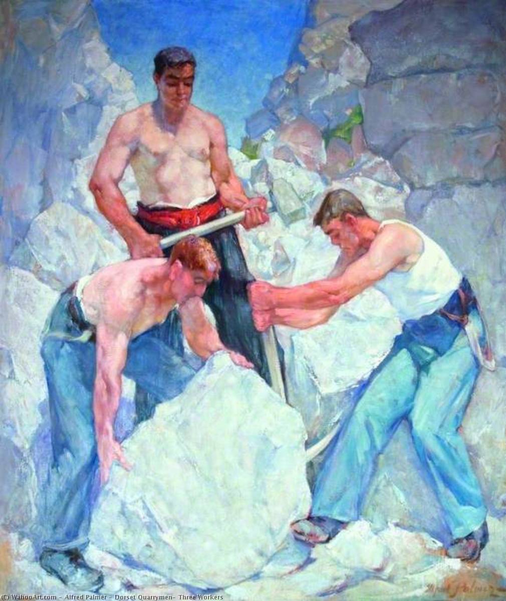 Wikioo.org - The Encyclopedia of Fine Arts - Painting, Artwork by Alfred Palmer - Dorset Quarrymen, Three Workers