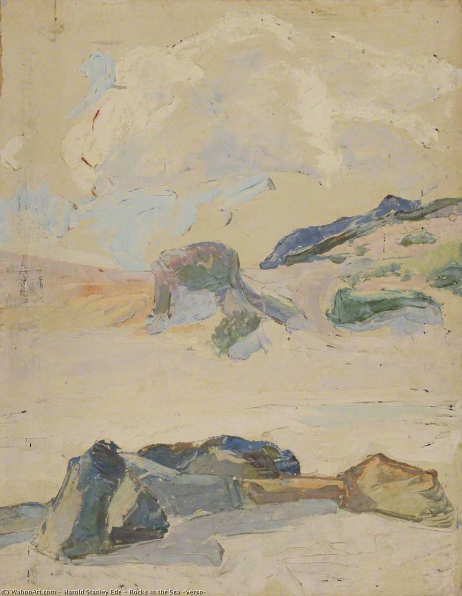 Wikioo.org - The Encyclopedia of Fine Arts - Painting, Artwork by Harold Stanley Ede - Rocks in the Sea (verso)
