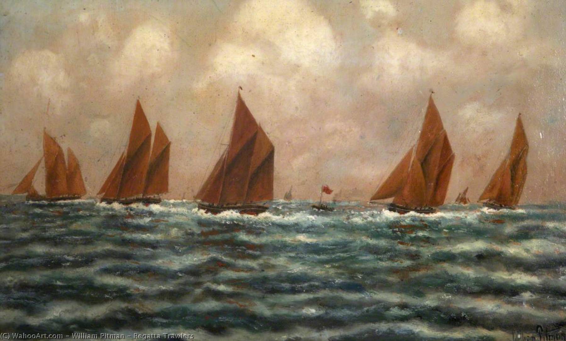 Wikioo.org - The Encyclopedia of Fine Arts - Painting, Artwork by William Pitman - Regatta Trawlers
