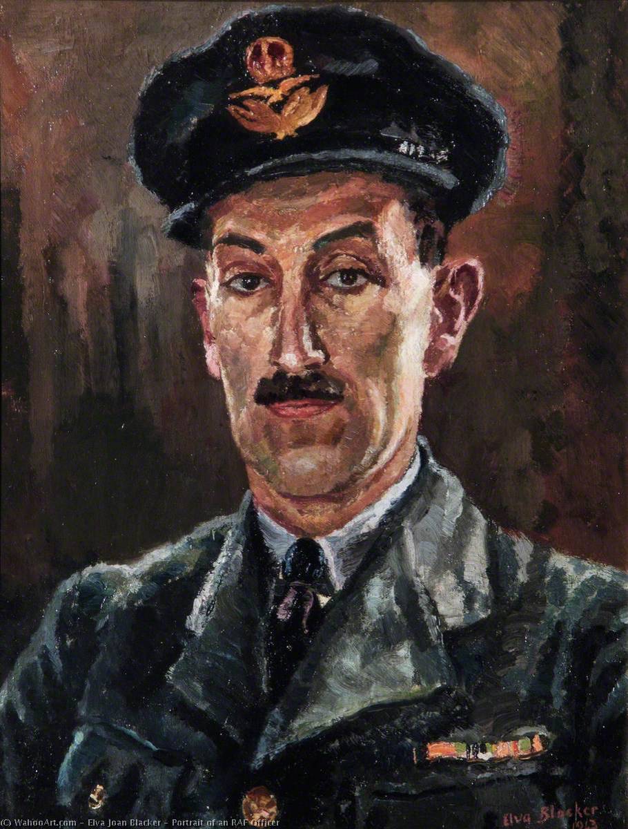 Wikioo.org - The Encyclopedia of Fine Arts - Painting, Artwork by Elva Joan Blacker - Portrait of an RAF Officer