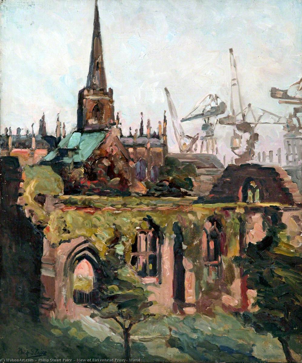 Wikioo.org - The Encyclopedia of Fine Arts - Painting, Artwork by Philip Stuart Paice - View of Birkenhead Priory, Wirral