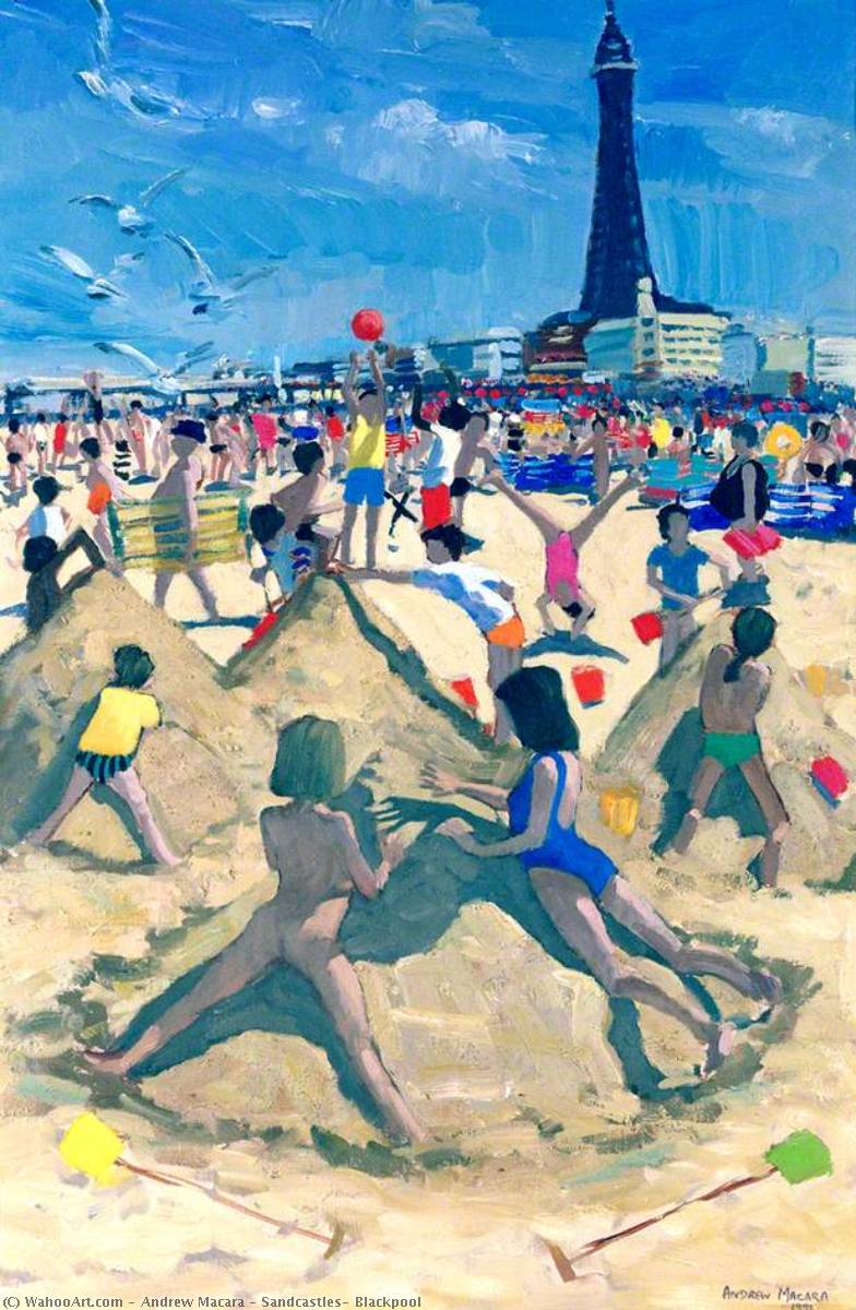 Wikioo.org - The Encyclopedia of Fine Arts - Painting, Artwork by Andrew Macara - Sandcastles, Blackpool