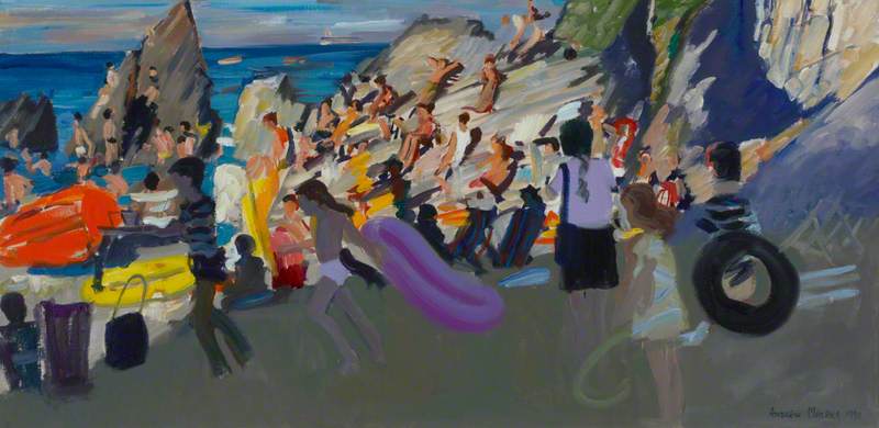 Wikioo.org - The Encyclopedia of Fine Arts - Painting, Artwork by Andrew Macara - Sunbathers on the Rocks, Ilfracombe, Devon