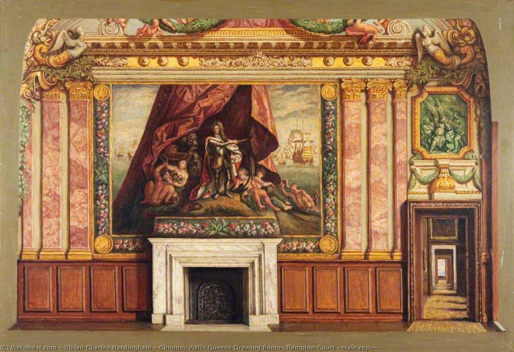 Wikioo.org - The Encyclopedia of Fine Arts - Painting, Artwork by Vivian Charles Hardingham - Chimney Wall, Queens Drawing Room, Hampton Court (scale copy)