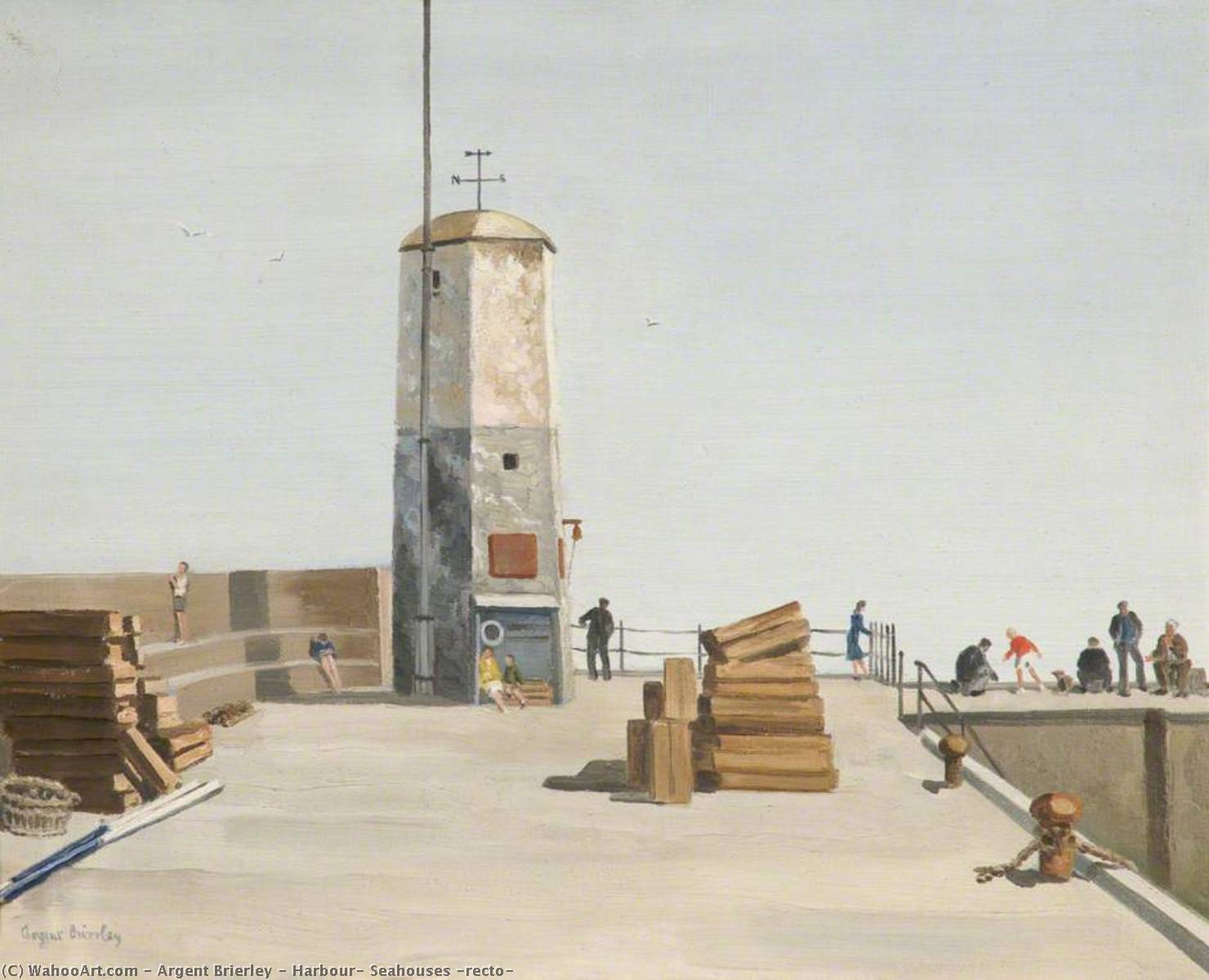 Wikioo.org - The Encyclopedia of Fine Arts - Painting, Artwork by Argent Brierley - Harbour, Seahouses (recto)