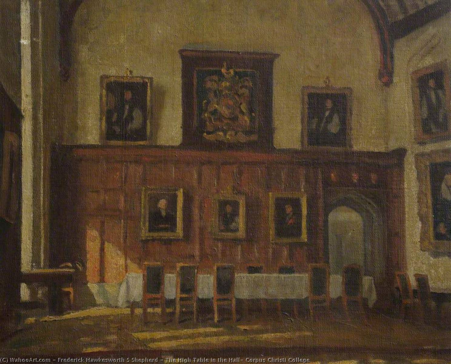 Wikioo.org - The Encyclopedia of Fine Arts - Painting, Artwork by Frederick Hawkesworth S Shepherd - The High Table in the Hall, Corpus Christi College