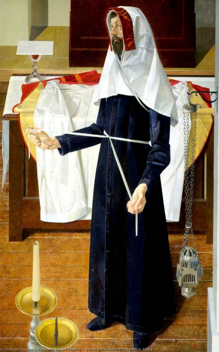 Wikioo.org - The Encyclopedia of Fine Arts - Painting, Artwork by Norman Charles Blamey - Vesting Priest with Apparelled Amice