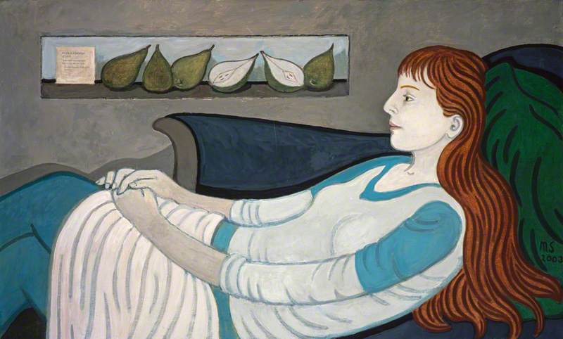 WikiOO.org - Encyclopedia of Fine Arts - Lukisan, Artwork Margot Sandeman - Anna Contemplating 'Pear'