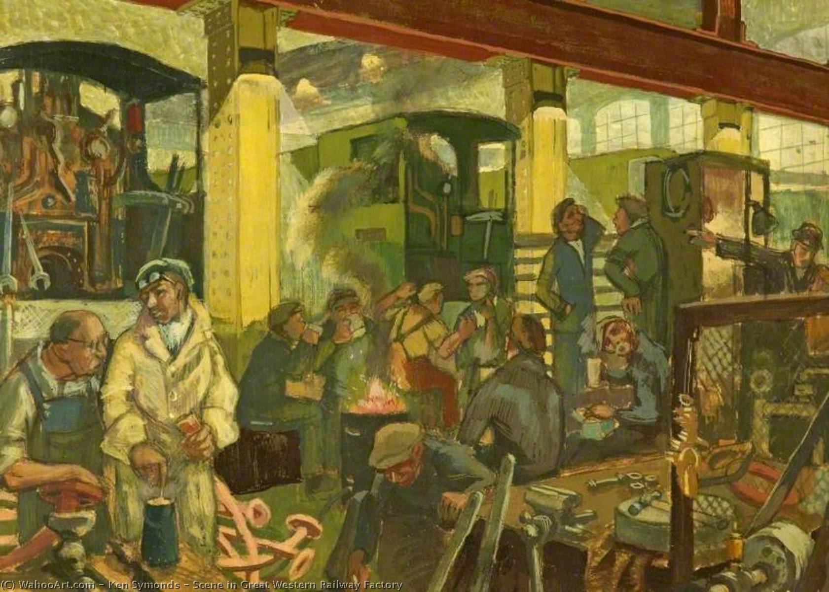 Wikioo.org - The Encyclopedia of Fine Arts - Painting, Artwork by Ken Symonds - Scene in Great Western Railway Factory