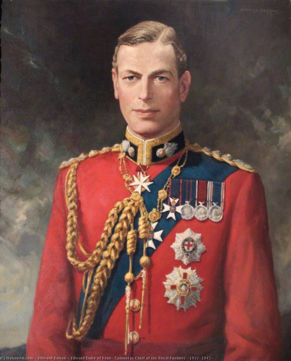 Wikioo.org - The Encyclopedia of Fine Arts - Painting, Artwork by Howard Barron - Edward Duke of Kent, Colonel in Chief of the Royal Fusiliers (1937–1942)