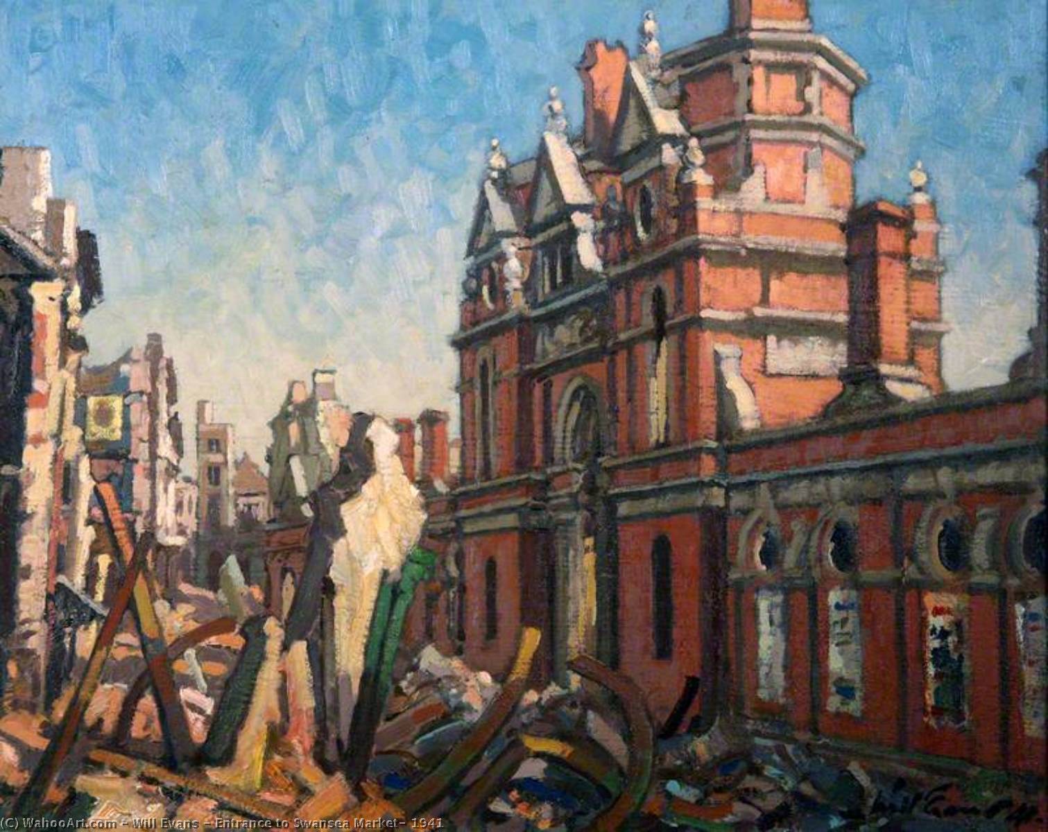 Wikioo.org - The Encyclopedia of Fine Arts - Painting, Artwork by Will Evans - Entrance to Swansea Market, 1941