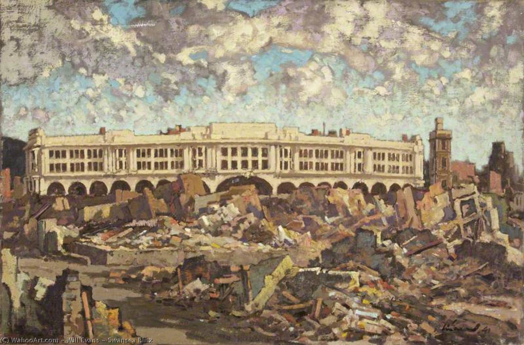 Wikioo.org - The Encyclopedia of Fine Arts - Painting, Artwork by Will Evans - Swansea Blitz