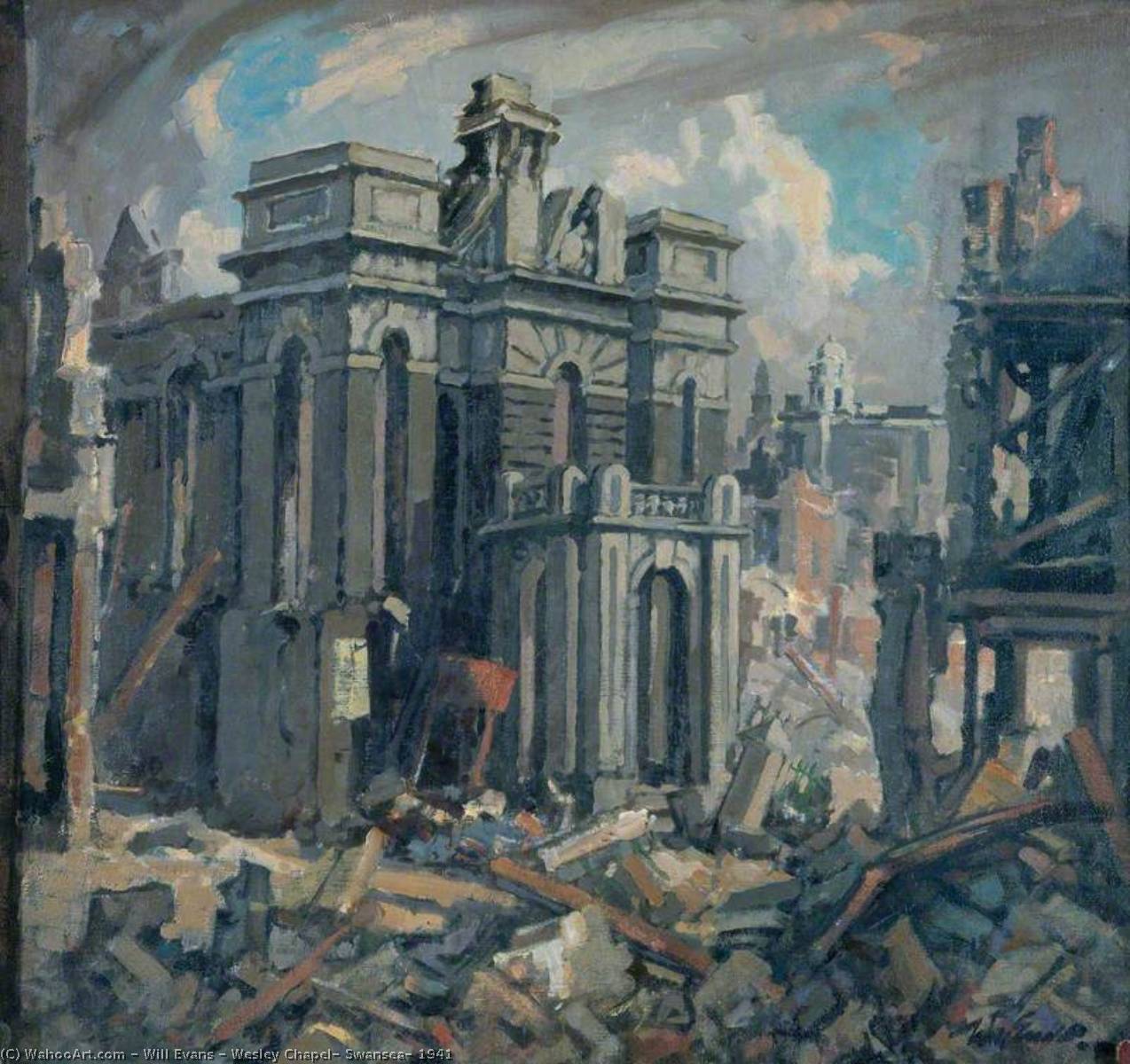 Wikioo.org - The Encyclopedia of Fine Arts - Painting, Artwork by Will Evans - Wesley Chapel, Swansea, 1941