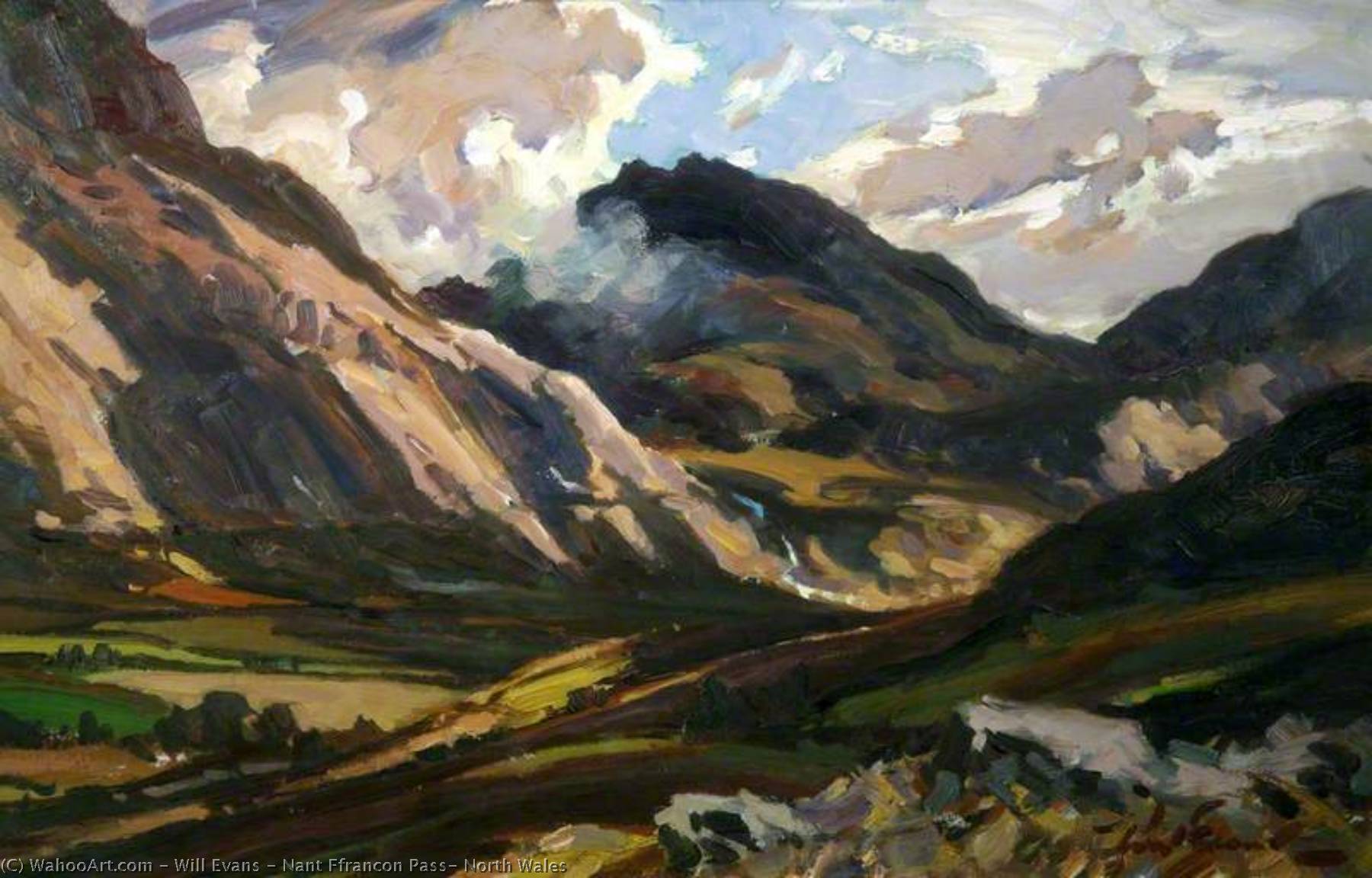 Wikioo.org - The Encyclopedia of Fine Arts - Painting, Artwork by Will Evans - Nant Ffrancon Pass, North Wales