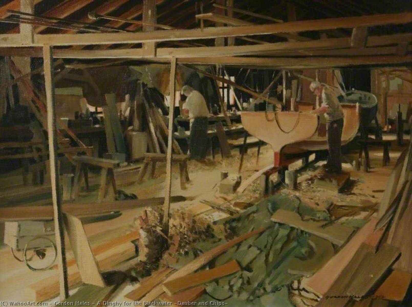 Wikioo.org - The Encyclopedia of Fine Arts - Painting, Artwork by Gordon Hales - A Dinghy for the Blackwater (Dauber and Chips)