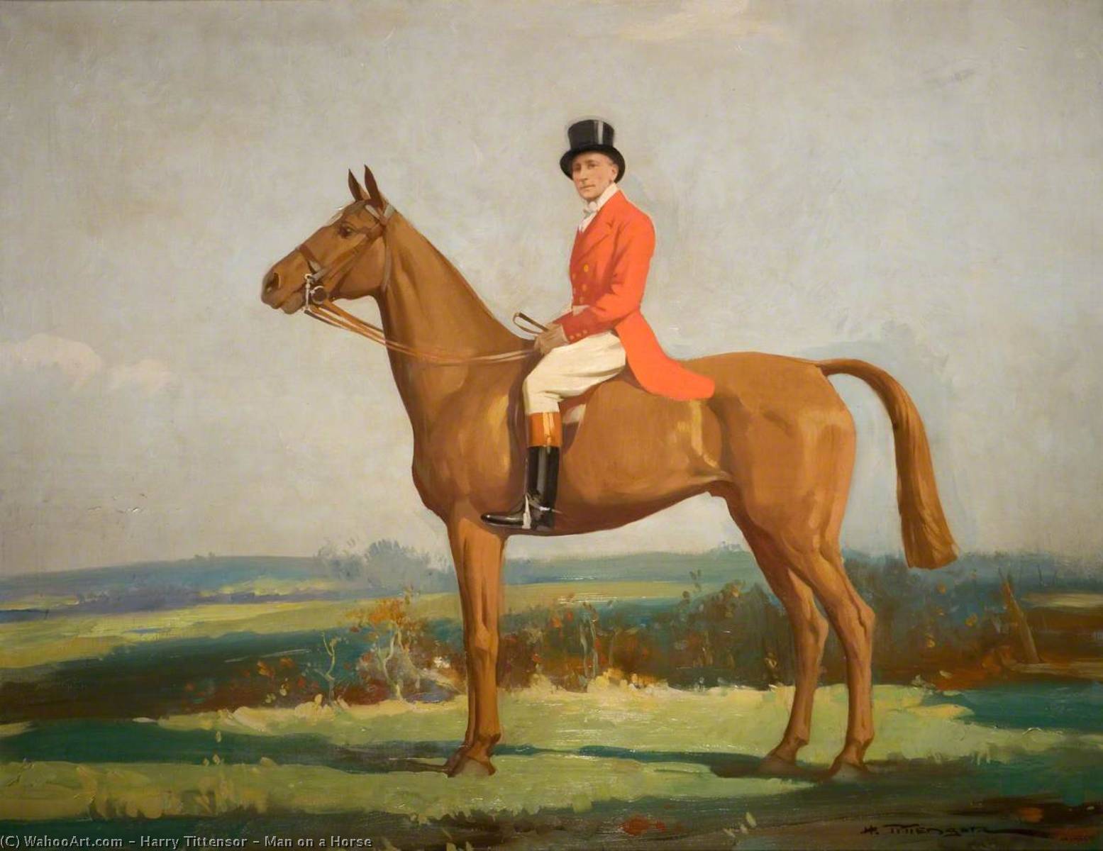 Wikioo.org - The Encyclopedia of Fine Arts - Painting, Artwork by Harry Tittensor - Man on a Horse