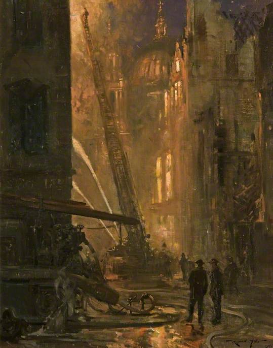 Wikioo.org - The Encyclopedia of Fine Arts - Painting, Artwork by Reginald Mills - A London Wartime Scene, 1941–1942
