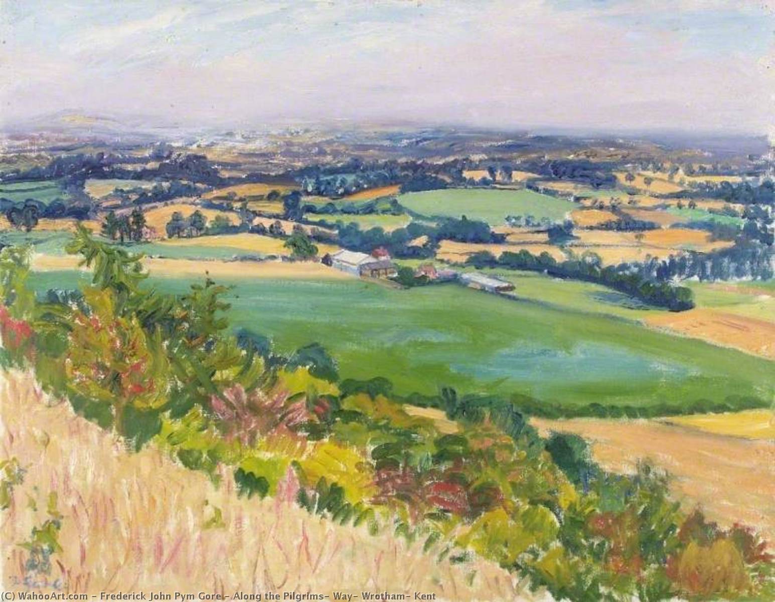 Wikioo.org - The Encyclopedia of Fine Arts - Painting, Artwork by Frederick John Pym Gore - Along the Pilgrims' Way, Wrotham, Kent