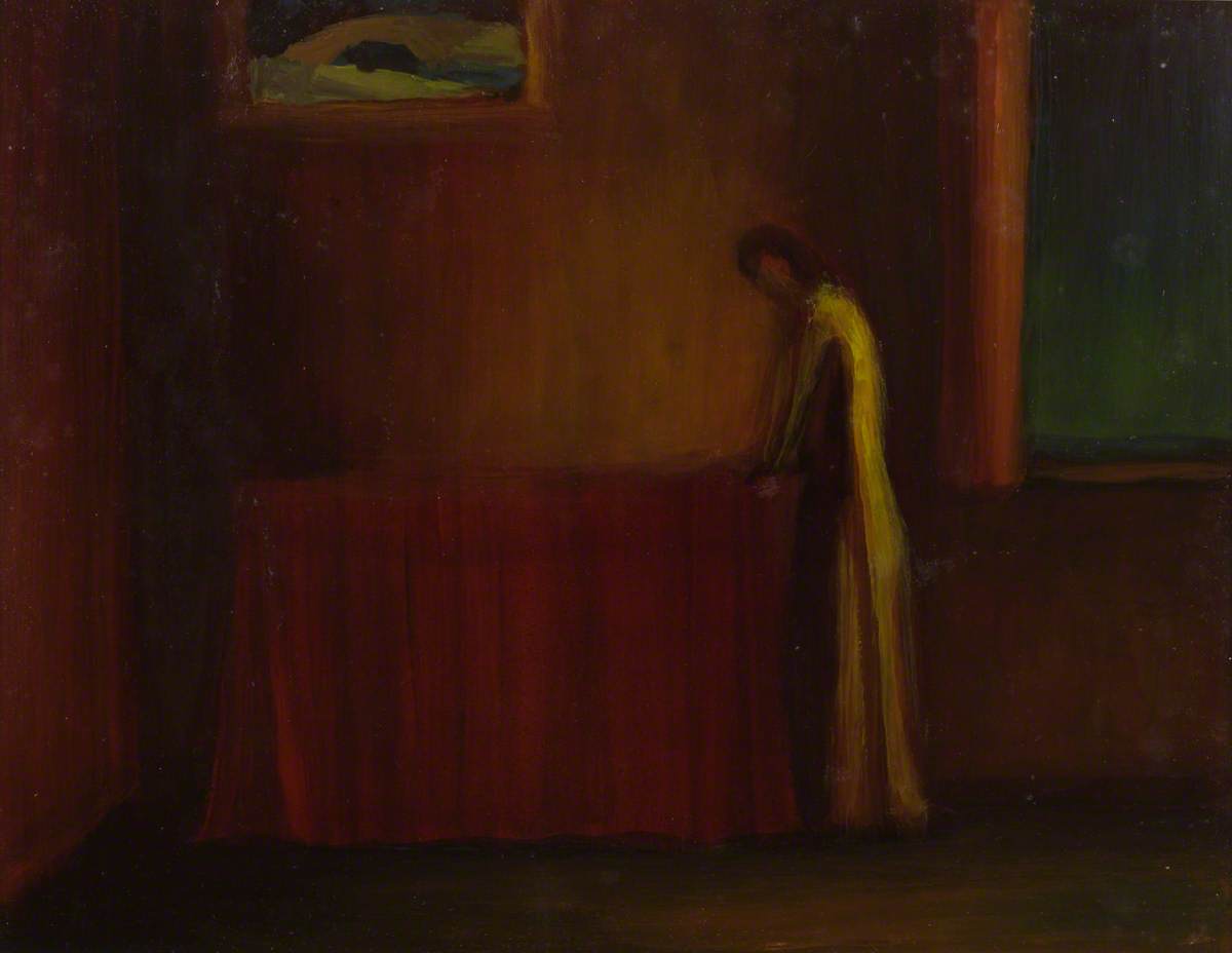 Wikioo.org - The Encyclopedia of Fine Arts - Painting, Artwork by George Hannah - Figure in an Interior (recto)