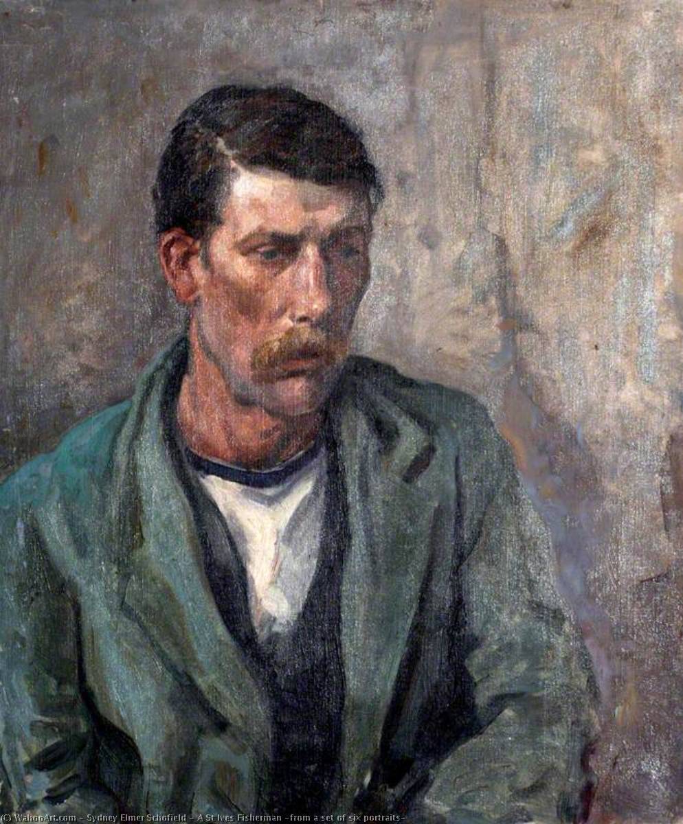 Wikioo.org - The Encyclopedia of Fine Arts - Painting, Artwork by Sydney Elmer Schofield - A St Ives Fisherman (from a set of six portraits)